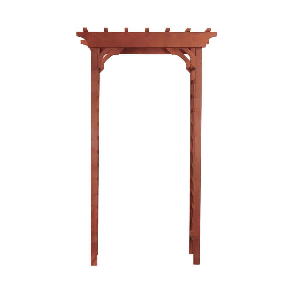 Medium Brown Western Red Cedar Garden Arbor with Double Lattice Panels