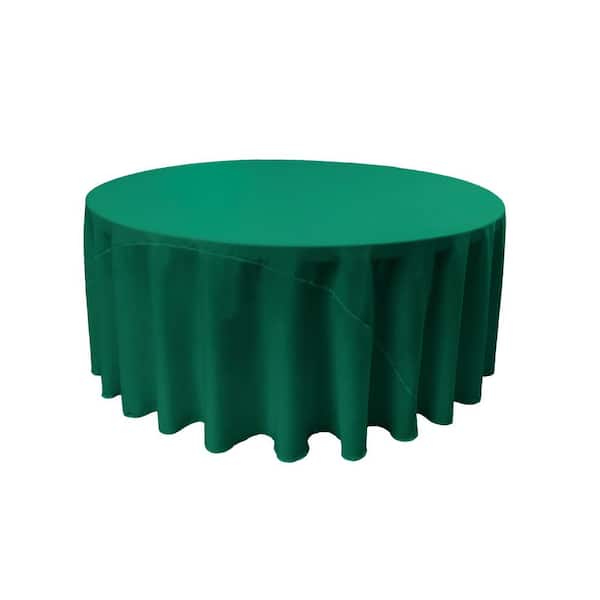 LA Linen 108 in. Teal Round Polyester Poplin Tablecloth