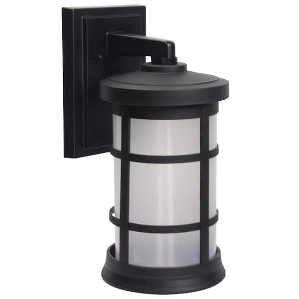Artisan Large Cylinder 60-Watt Equivalent 800 Lumen Black Motion Sensing Dusk-To-Dawn Flood Light No Bulb Included