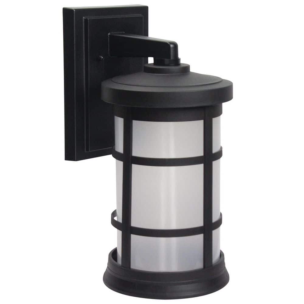 Artisan Large Cylinder 15.25 in. Black Composite Outdoor Hardwired Lantern Sconce with Frosted Diffuser 3000K LED price history on PriceWatchPro