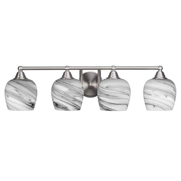 Unbranded Madison 7.75 in. 4-Light Bath Bar, Brushed Nickel, Onyx Swirl Glass Vanity Light