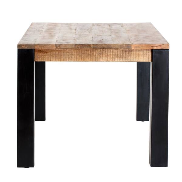 Natural Mango Wood Dining Table, Madeline Angle Iron And Wood Dining Table