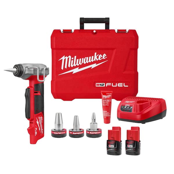 Milwaukee M12 FUEL ProPEX Expander Tool Kit with 1/2 in. - 1 in. RAPID SEAL ProPEX Expander Heads