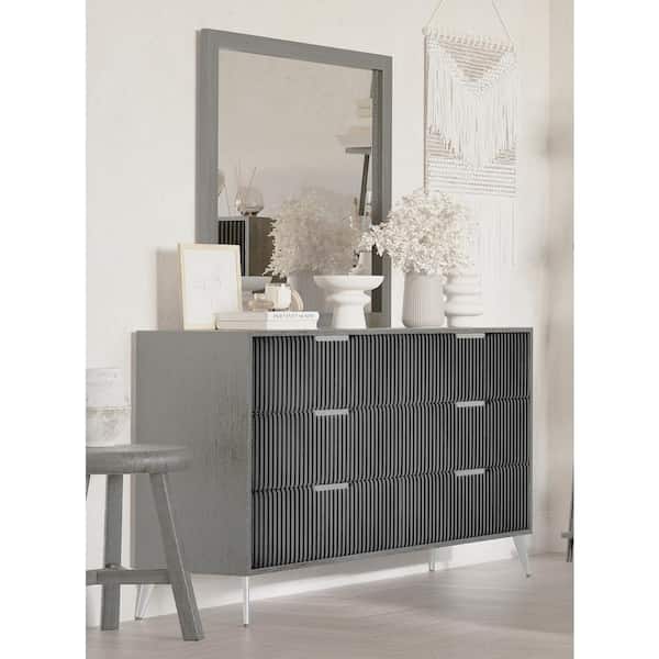 New Classic Furniture Kailani Wood Gray 6-Drawer 59 in. Dresser with Mirror