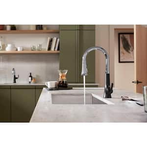Tone Single Handle Pull Down Sprayer Kitchen Faucet in Polished Chrome with Matte Black
