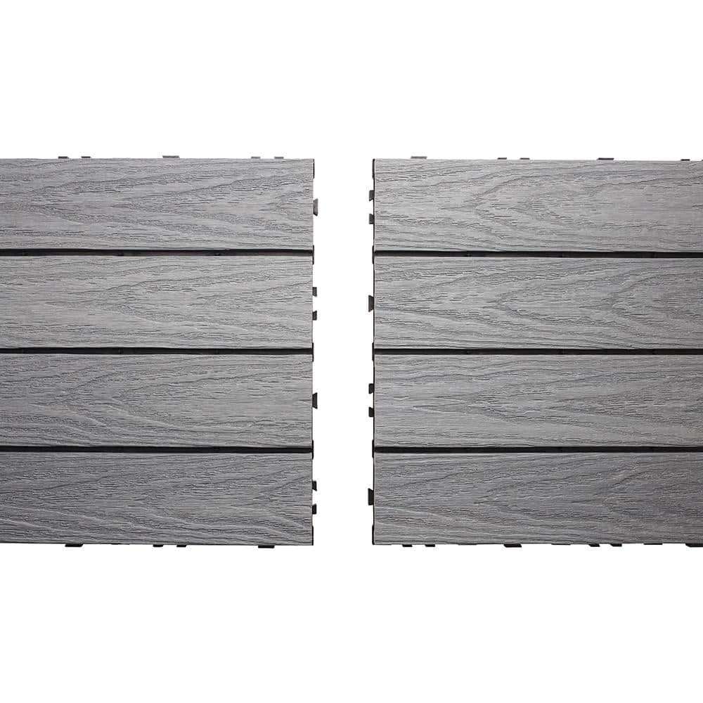 Westminster Gray Composite Interlocking Deck Plank with Water Protection