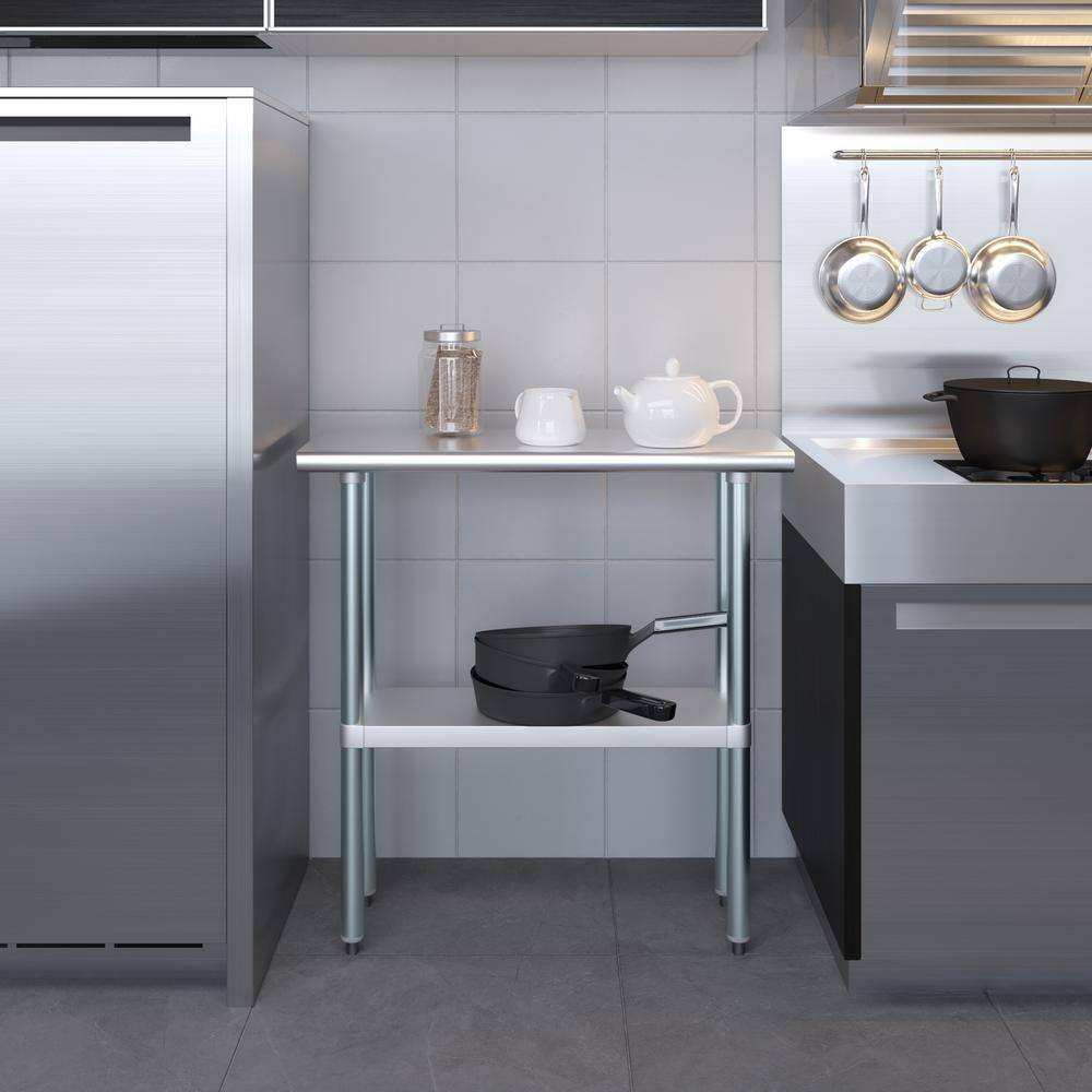 36" Stainless Steel Work Table with Galvanized Undershelf