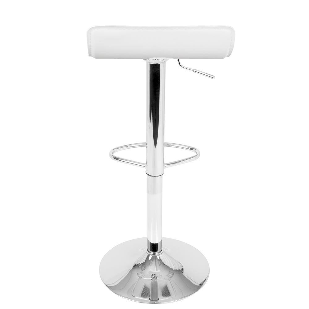 Contemporary White Leatherette Adjustable Swivel Barstool, 16"