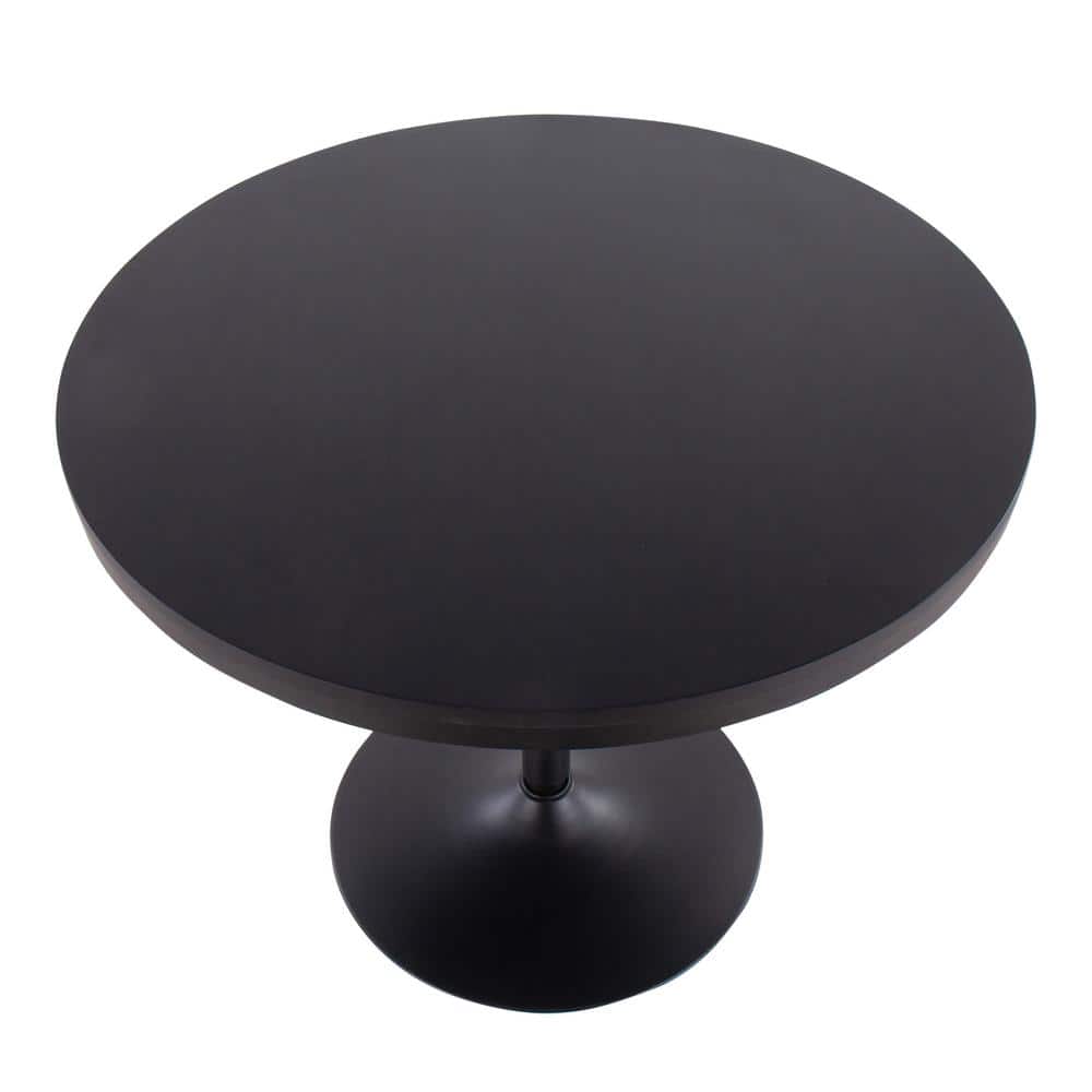 36" Dakota Black Distressed Wood & Metal Round Dining Table