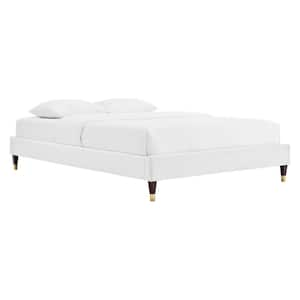 Harlow White Velvet Full Performance Platform Bed Frame