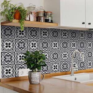Black and White B40 7 in. x 7 in. Vinyl Peel and Stick Tile (24-Tiles, 8.17 sq. ft./Pack)
