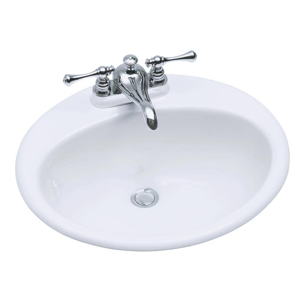 Farmington White Cast Iron Oval Topmount Bathroom Sink