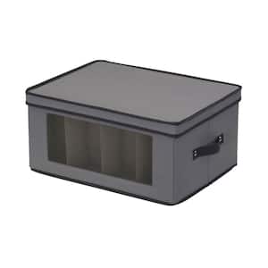 Household Essentials Set of 2 Jumbo Storage Boxes with Lids Graphite Linen