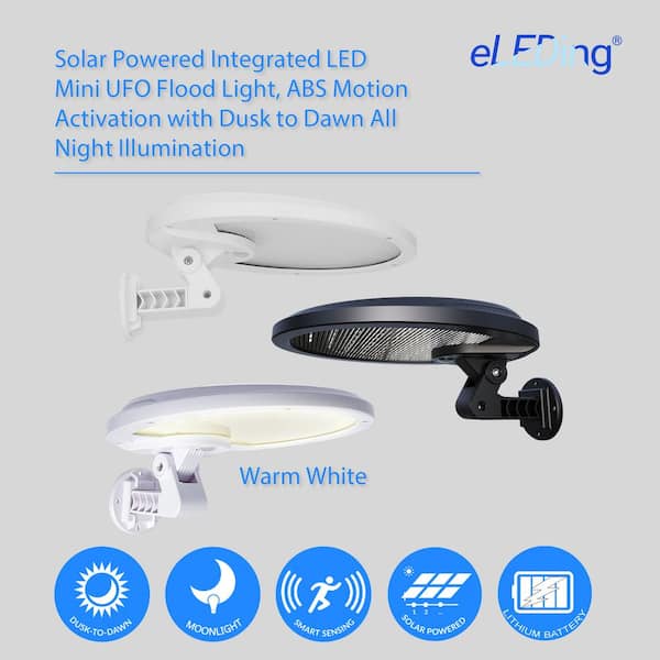 eLEDing 160° White Motion Activated Self-Contained Outdoor 56 Integrated LED Solar Security/Flood/Spot Light with Dusk-to-Dawn