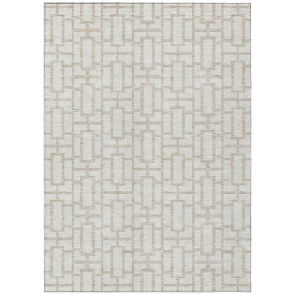 Chantille Machine Washable Indoor/Outdoor Abstract ACN916 Ivory 9 ft. x 12 ft. Area Rug