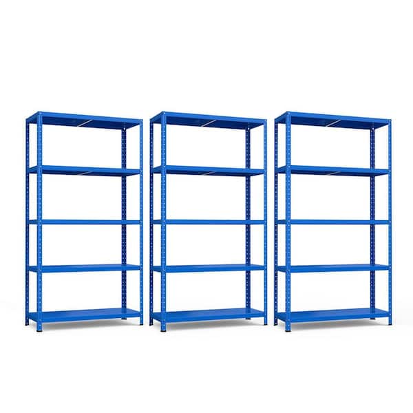 Costway 3-Piece 5-Tier Metal Shelving Unit Adjustable Heavy-Duty Utility Storage Rack Blue