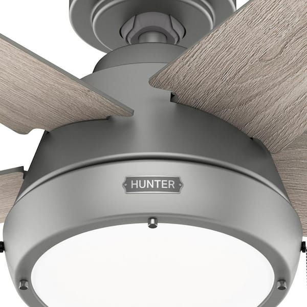Hunter - Burroughs 44 in. Indoor Matte Silver Ceiling Fan with Light Kit