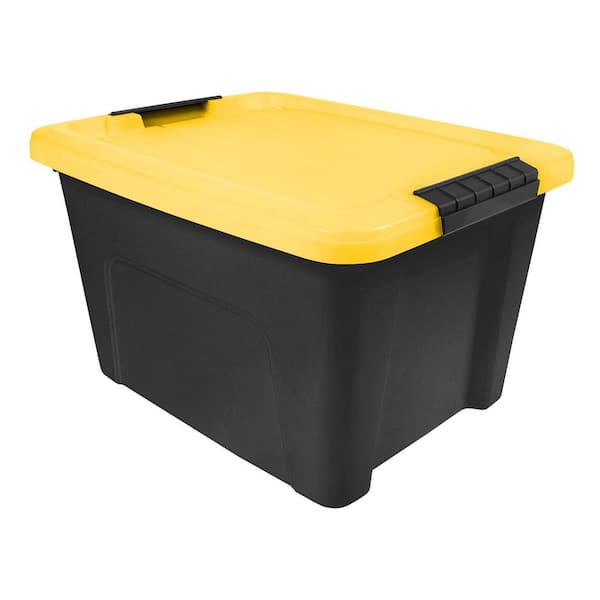 IRIS 20 qt. /5 Gal. Plastic Storage Bins with Lids, Black Latching Stackable Totes 6Pk 500417