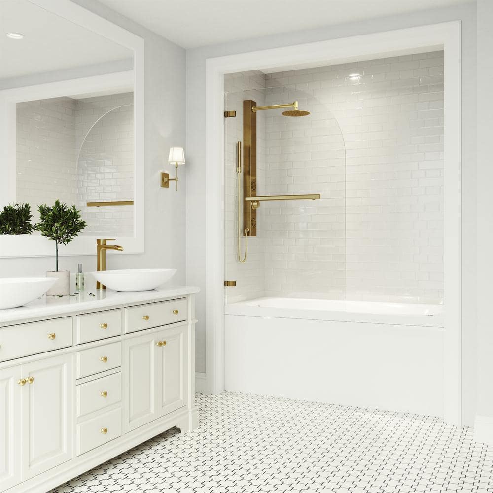 Orion 34" W x 58" H Frameless Hinged Tub Door with Clear Glass