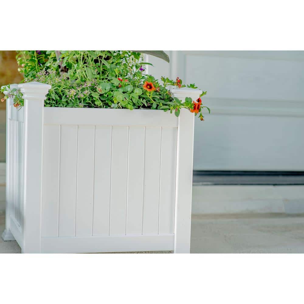 White Vinyl 16" Classic Outdoor Planter Box