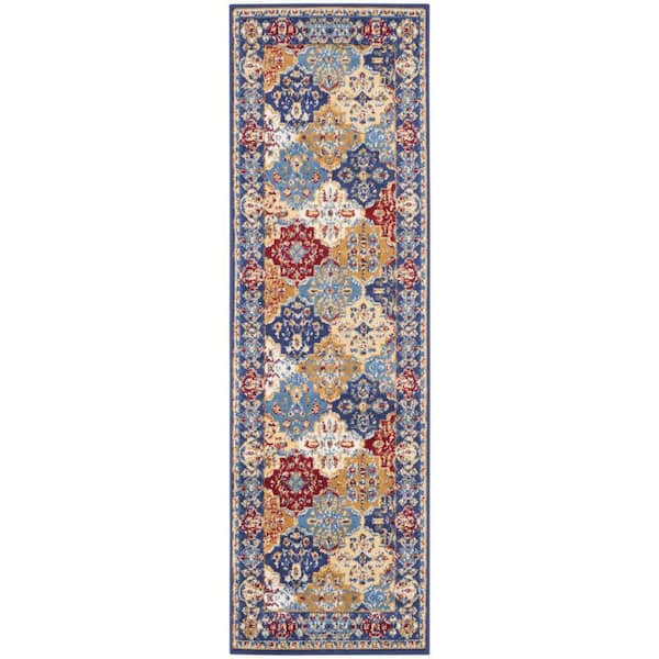 Grafix Multicolor 2 ft. x 8 ft. Persian Medallion Traditional Kitchen Runner Area Rug