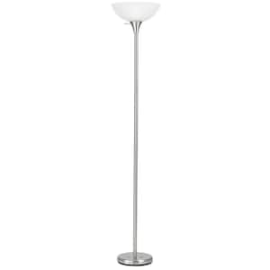 70 in. Nickel 1 Dimmable (Full Range) Standard Floor Lamp for Living Room with Glass Dome Shade