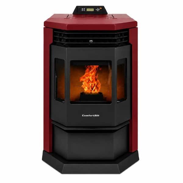 2,800 sq. ft. Pellet Stove with 55 lbs. Hopper in Burgundy