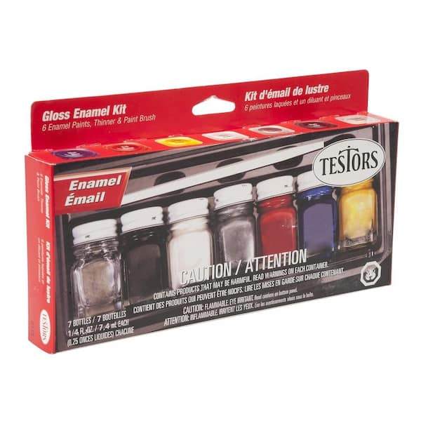 Testors 281231 Enamel Paint Set (1 Brush, 9 Jars)