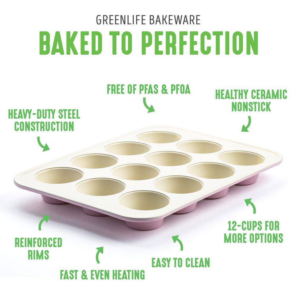 Pink Jumbo Nonstick Ceramic 12-Cup Muffin Pan