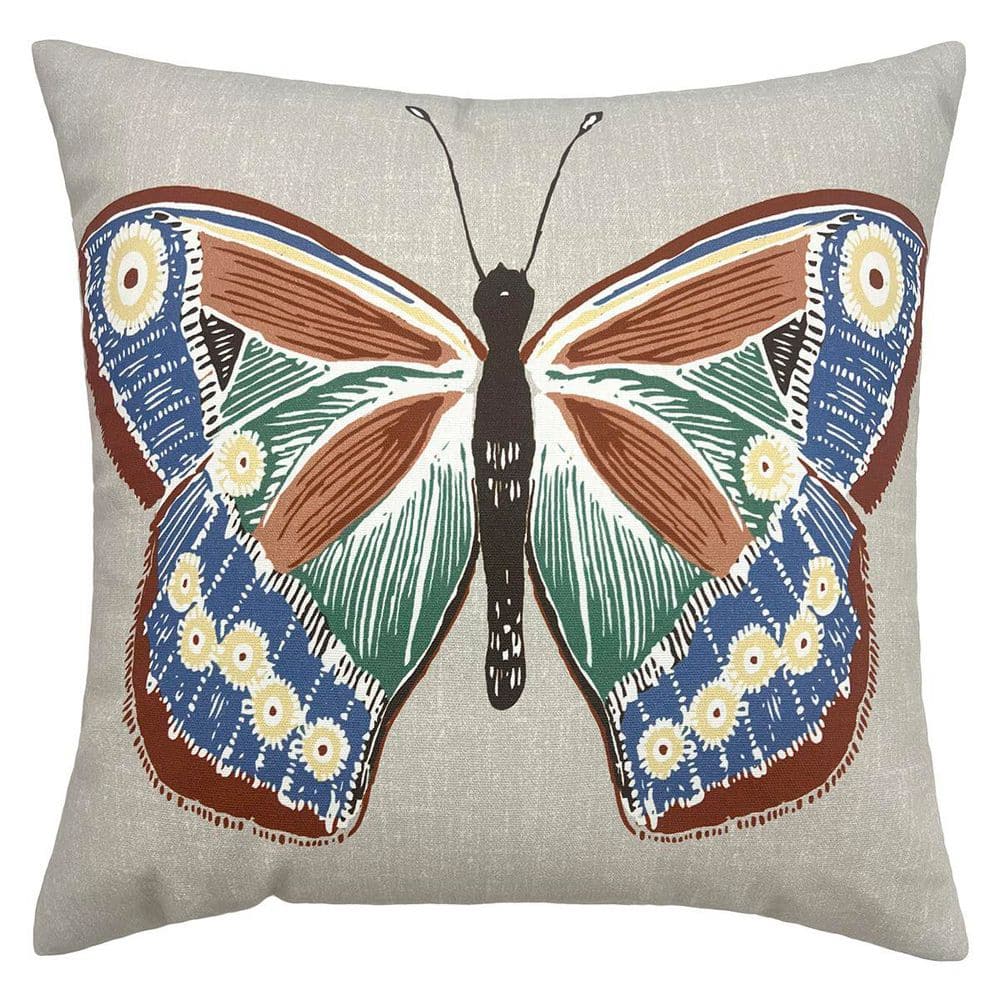 18 in. x 18 in. Outdoor Patio Throw Pillow in Multi Butterfly price history on PriceWatchPro
