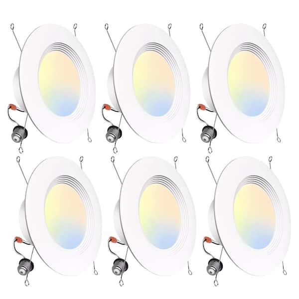 6 in. Adjustable CCT Integrated LED E26 Retrofit Recessed Light Trim Dimmable 150W Equivalent Downlight (6-PACK)