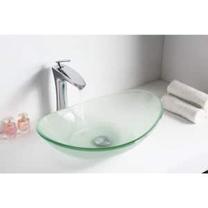 Forza Series Oval Deco-Glass Vessel Sink in Lustrous Frosted