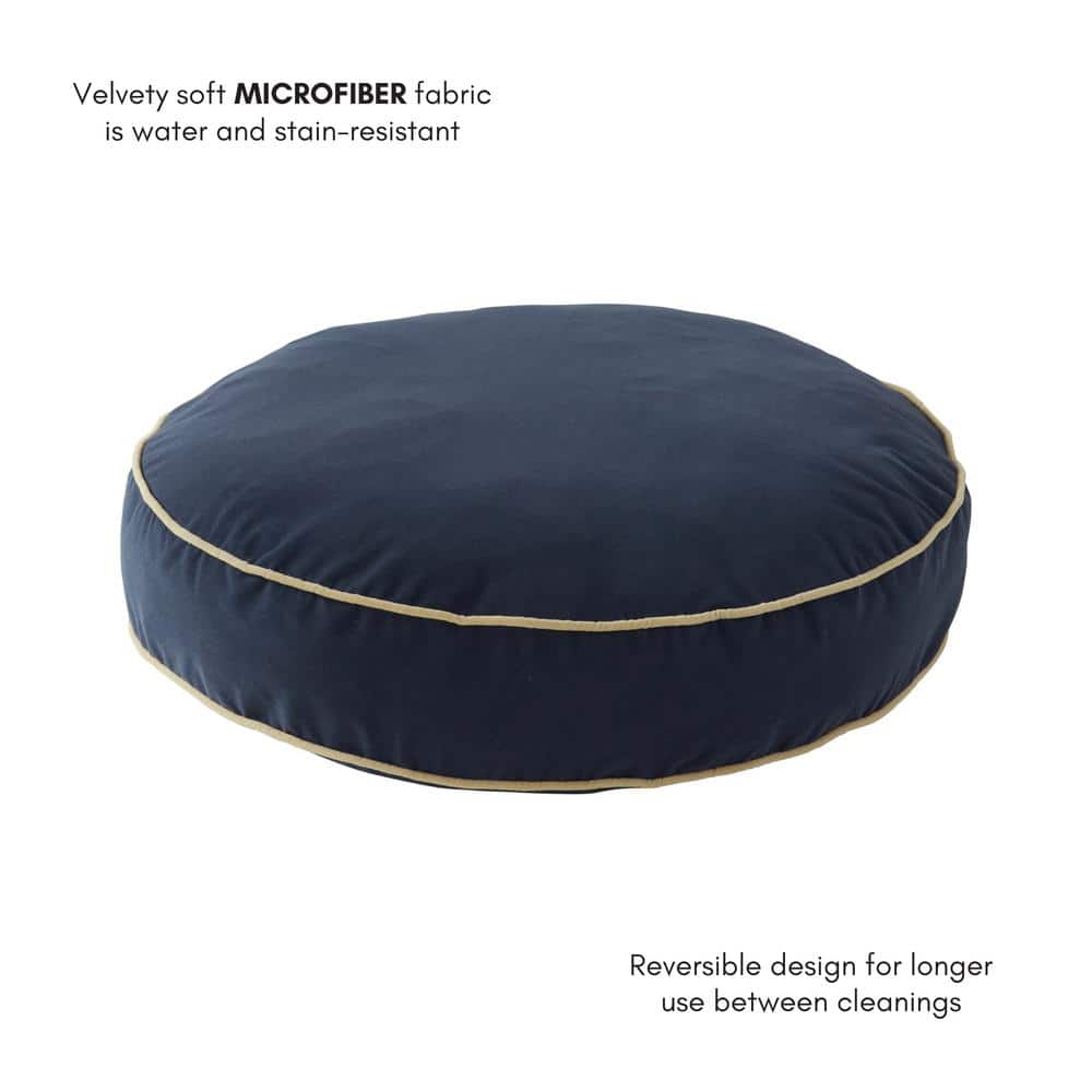 Small Denim Reversible Round Pillow Dog Bed