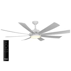 Rio Vista 60 in. Integrated LED Indoor/Outdoor Matte White Ceiling Fan with Remote, 8 Blades and Reversible Motor