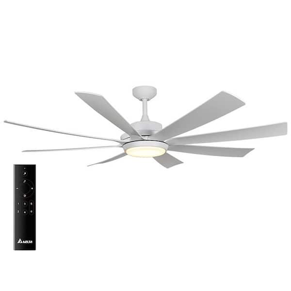 Delta Breez Rio Vista 60 in. Integrated LED Indoor/Outdoor Matte White Ceiling Fan with Remote, 8 Blades and Reversible Motor