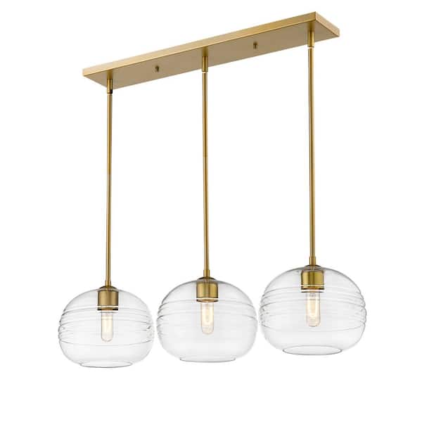 Unbranded Harmony 3-Light Olde Brass Chandelier with Glass Shade