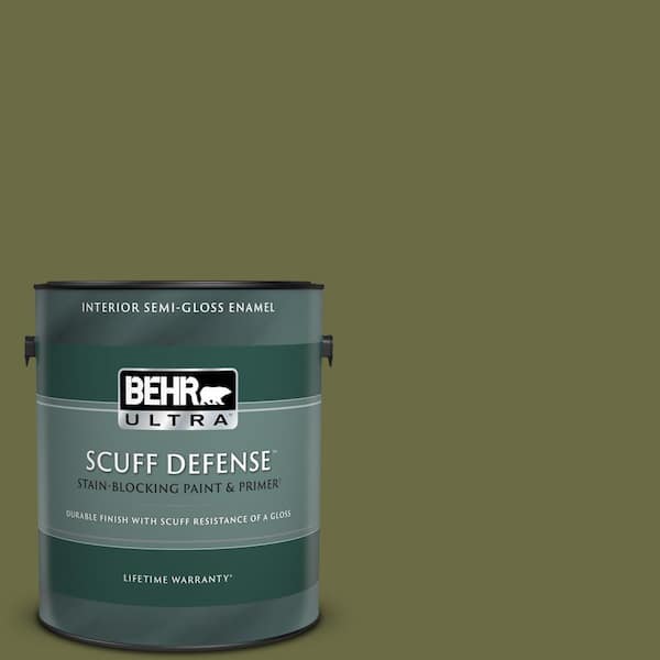 BEHR ULTRA 1 gal. Home Decorators Collection #HDC-CL-20 Portsmouth Olive Extra Durable Semi-Gloss Enamel Interior Paint & Primer