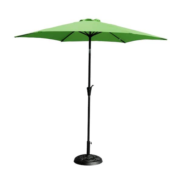 SUNRINX 8.8 ft. Aluminum Market Push Button Tilt Patio Umbrella in Light Green with 33 lbs. Round Resin Base