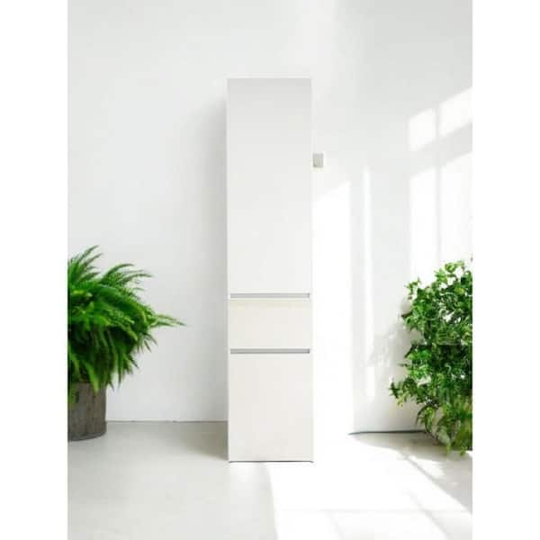 Ely White and Clear 70.9 in. Slim Closet Cabinet with Adjustable Shelves, Mirror and 1-Drawer