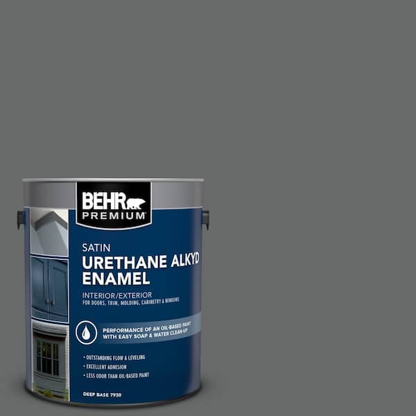 BEHR PREMIUM 1 gal. #BXC-63 Molten Lead Urethane Alkyd Satin Enamel Interior/Exterior Paint