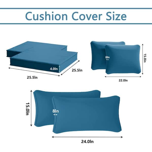 Kimunuk 14-Piece 25.5 in. Outdoor Cushion Covers Blue 14