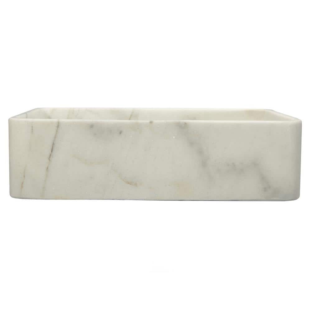 Guanxi White Marble Rectangular Vessel Bathroom Sink