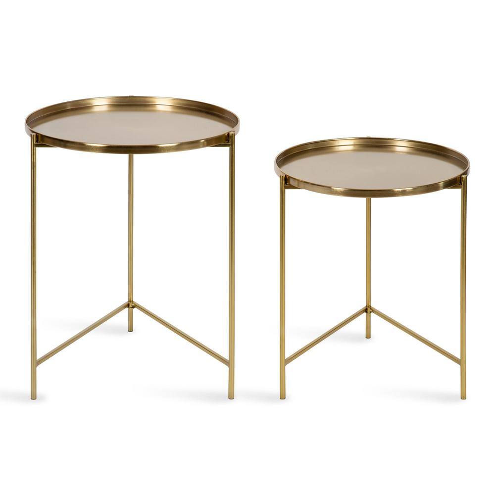 Ulani Round Gold Metal Nesting Accent Table Set