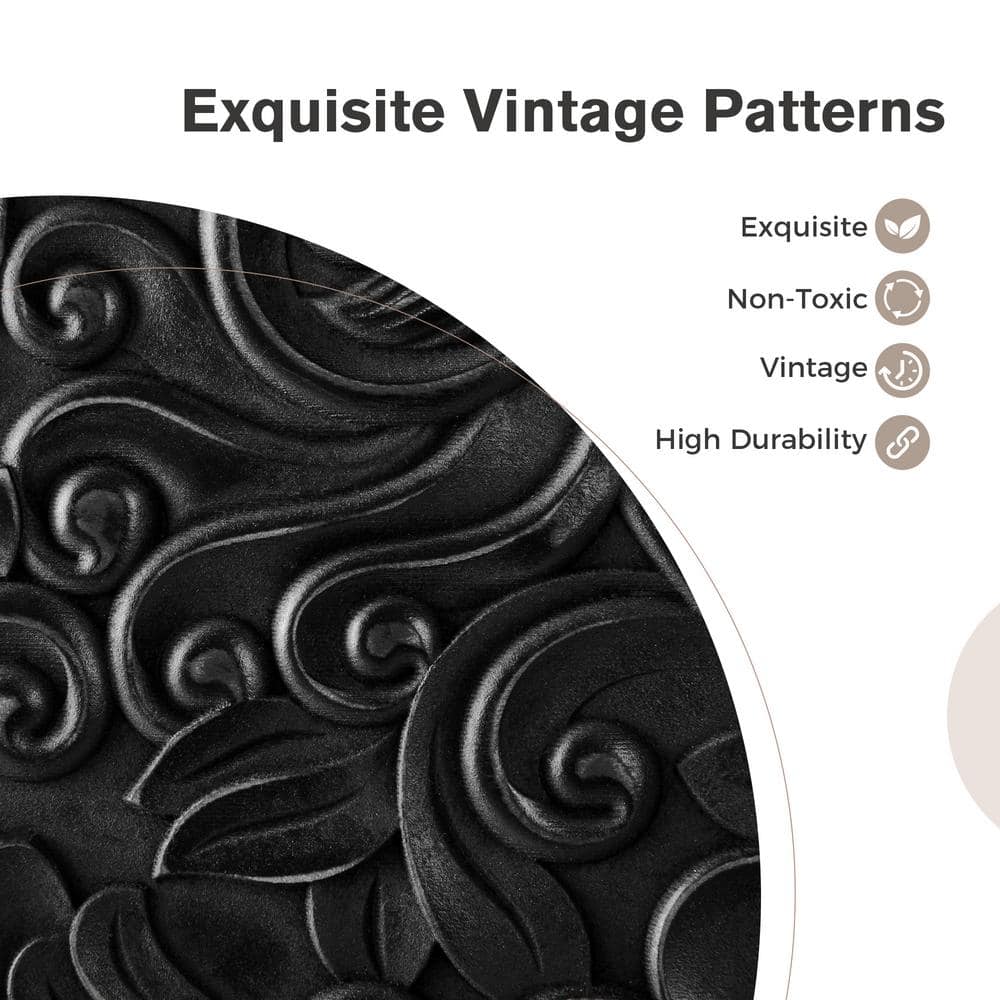 Black Carved Floral Pattern 2-Door Accent Cabinet