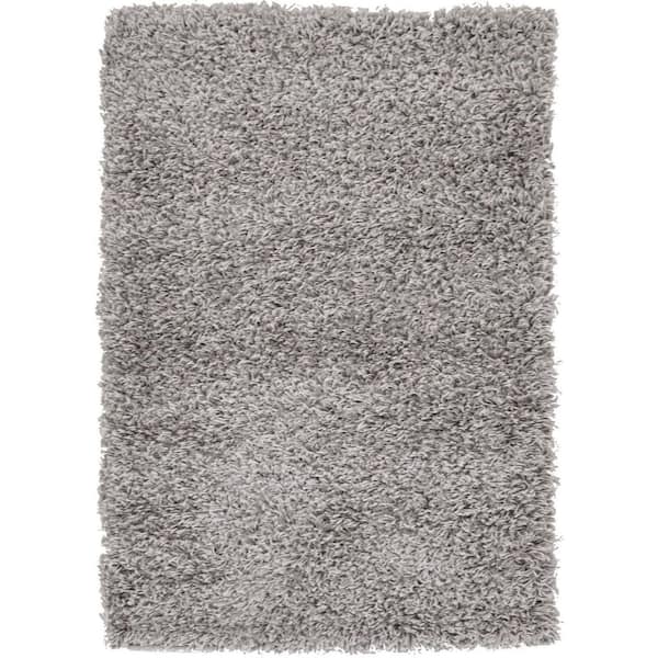 Unique Loom Solid Shag Cloud Gray 2 ft. x 3 ft. Area Rug