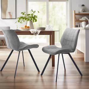 Safari Grey Fabric Upholstered Dining Chairs (Set of 2)