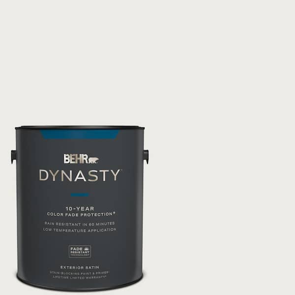 BEHR DYNASTY 1 gal. #BL-W14 White Satin Enamel Exterior Stain-Blocking Paint & Primer