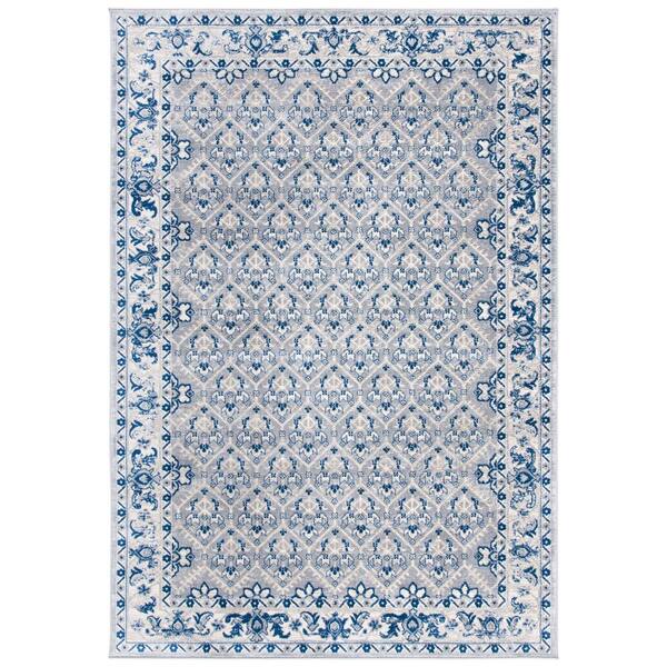 SAFAVIEH Brentwood Gray/Blue 5 ft. x 8 ft. Border Multi-Floral Geometric Area Rug
