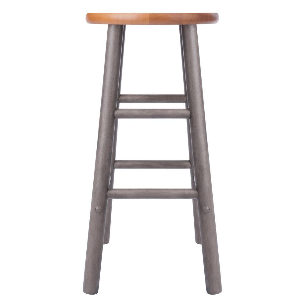 24" Gray and Teak Backless Wood Counter Stools Set