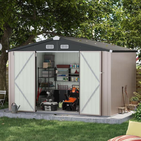 Sizzim 10 ft. W x 8 ft. D Tool Shed Metal Storage Shed with